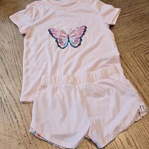 Butterfly outfit short top set size S girls 7/8 BCBGgirls